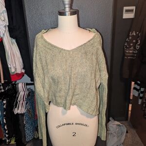 Noisy may Sage Green Off-the-Shoulder Sweater